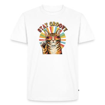 Stay groovy - Men's Premium Organic T-Shirt - white - Front - Nico (187cm)