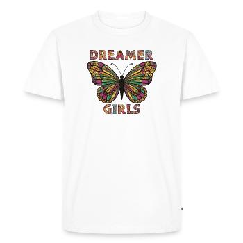 Dreamy butterfly and inspiring inscription - Men's Premium Organic T-Shirt - white - Front - Nico (187cm)