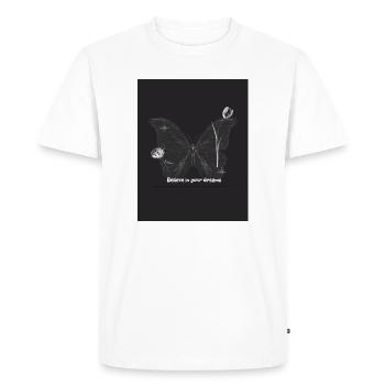 Papillon avec un message inspirant en noir et blanc - T-shirt Premium bio Homme - blanc - Devant - Nico (187cm)