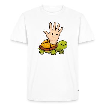 Playful Left Handed Turtle Cartoon Design - Men's Premium Organic T-Shirt - white - Front - Nico (187cm)