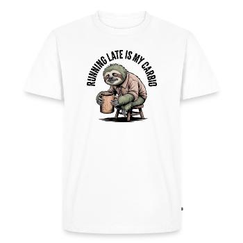 Running Late Is My Cardio Sloth - T-shirt Premium bio Homme - blanc - Devant - Nico (187cm)