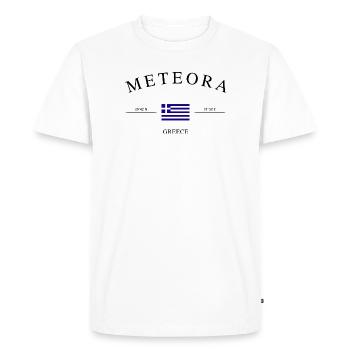 Meteora Greece – Holiday Souvenir &amp; Gift - Men's Premium Organic T-Shirt - white - Front - Nico (187cm)
