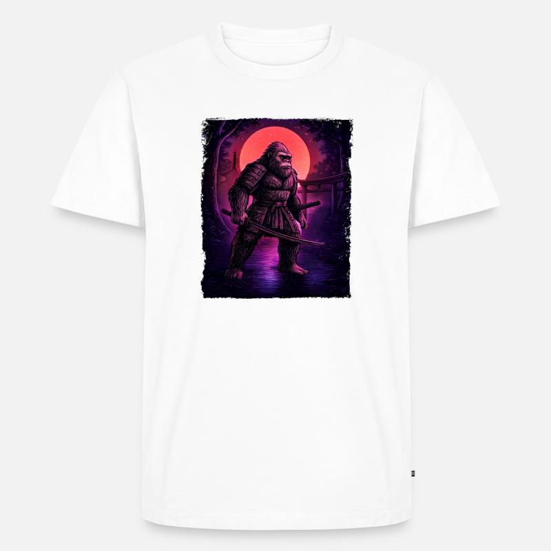 Samurai Bigfoot Kryptid Sasquatch Yeti Jäger - Männer Premium Bio T-Shirt - Weiß