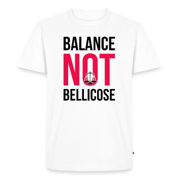 L’ÉQUILIBRE N’EST PAS BELLIQUEUX ! - T-shirt Premium bio Homme - blanc - Devant - Nico (187cm)