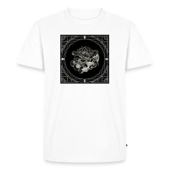 Koi et fleur de lotus à la japonaise - T-shirt Premium bio Homme - blanc - Devant - Nico (187cm)