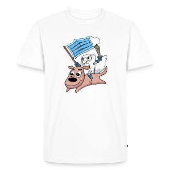 Illustration humoristique d'un chien de protestation - T-shirt Premium bio Homme - blanc - Devant - Nico (187cm)