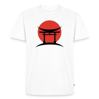 Abstrait Dégradé Japonais Torii - T-shirt Premium bio Homme - blanc - Devant - Nico (187cm)