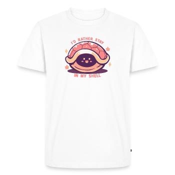 Je préfère rester dans ma coquille - T-shirt Premium bio Homme - blanc - Devant - Nico (187cm)