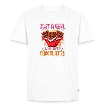 Girl's love for chocolate with a heart heart - Men's Premium Organic T-Shirt - white - Front - Nico (187cm)