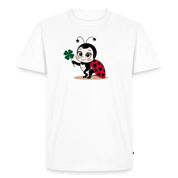 Coccinelle Trèfle Porte-bonheur Chance - T-shirt Premium bio Homme - blanc - Devant - Nico (187cm)