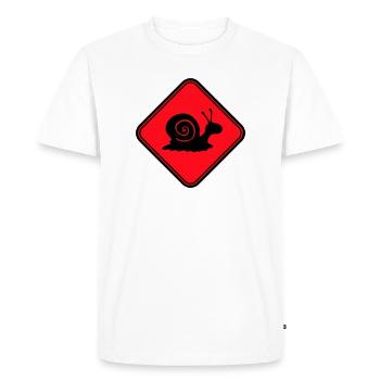 Snail Danger Caution Sign Warning - Men's Premium Organic T-Shirt - white - Front - Nico (187cm)