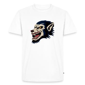 Tête de loup féroce Illustration rétro - T-shirt Premium bio Homme - blanc - Devant - Nico (187cm)