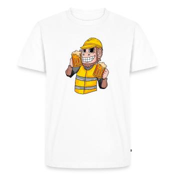 Singe ouvrier du bâtiment avec de la bière - T-shirt Premium bio Homme - blanc - Devant - Nico (187cm)