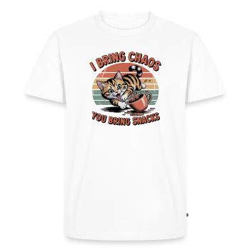 Chaos Cat and Snacks - Men's Premium Organic T-Shirt - white - Front - Nico (187cm)