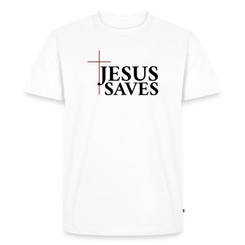 Jésus sauve - T-shirt Premium bio Homme - blanc - Devant - Nico (187cm)