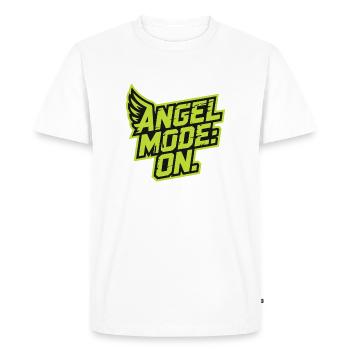 Modèles d’anges sur une typographie verte audacieuse - T-shirt Premium bio Homme - blanc - Devant - Nico (187cm)