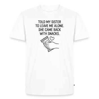 Drôle de sœur amour collation humour citation - T-shirt Premium bio Homme - blanc - Devant - Nico (187cm)