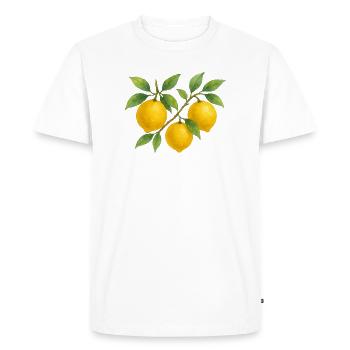 Branche de citron aquarelle design - T-shirt Premium bio Homme - blanc - Devant - Nico (187cm)