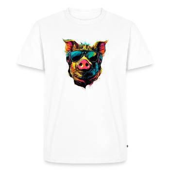 Pig Domestic Pig Sow Pigs Love Piggy - Men's Premium Organic T-Shirt - white - Front - Nico (187cm)