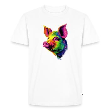 Pig Domestic Pig Sow Pigs Love Piggy - Men's Premium Organic T-Shirt - white - Front - Nico (187cm)