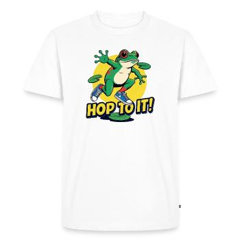 Drôle de grenouille disant motivateur de fitness - T-shirt Premium bio Homme - blanc - Devant - Nico (187cm)