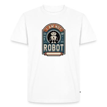 Humour Captcha : Je ne suis pas un robot - T-shirt Premium bio Homme - blanc - Devant - Nico (187cm)