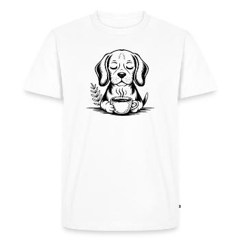 Coffee Dog - Logo de café cool - T-shirt Premium bio Homme - blanc - Devant - Nico (187cm)