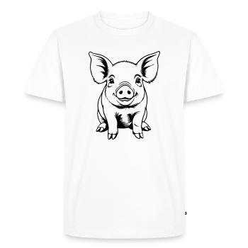 Porc truie porcelet Porcelet Croquis dessin - T-shirt Premium bio Homme - blanc - Devant - Nico (187cm)
