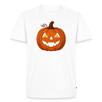 Citrouille Helloween avec visage effrayant - T-shirt Premium bio Homme - blanc - Devant - Nico (187cm)