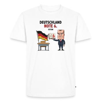 Allemagne Note 6 Motif avec professeur - T-shirt Premium bio Homme - blanc - Devant - Nico (187cm)