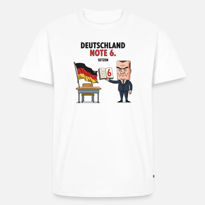 Deutschland Note 6 Motiv mit Lehrer  - Männer Premium Bio T-Shirt - Weiß