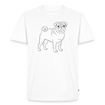 Carlin Lineart – Portrait minimaliste de chien - T-shirt Premium bio Homme - blanc - Devant - Nico (187cm)