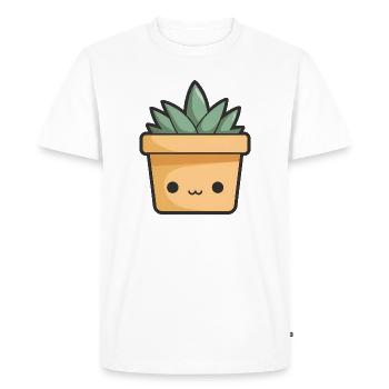 Kawaii Plant Pot - Men's Premium Organic T-Shirt - white - Front - Nico (187cm)