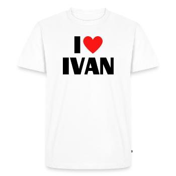 I love Ivan Red Heart Love Fan Gift - Men's Premium Organic T-Shirt - white - Front - Nico (187cm)
