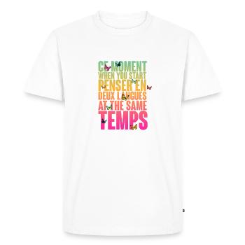 DICTON COOL POUR LES MULTILINGUES, LES INTERNATIONAUX - T-shirt Premium bio Homme - blanc - Devant - Nico (187cm)