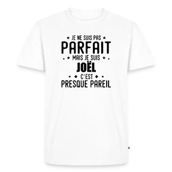 Joel: authentic, imperfect, top, perfection - Men's Premium Organic T-Shirt - white - Front - Nico (187cm)