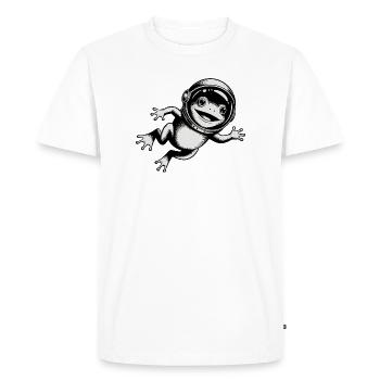 Frog in Space - Cool Astonomy Logo - Men's Premium Organic T-Shirt - white - Front - Nico (187cm)