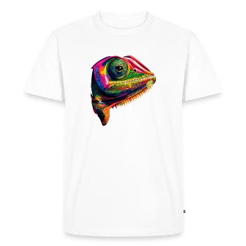 Caméléon Lézard Reptile Caméléon Iguane Lézard - T-shirt Premium bio Homme - blanc - Devant - Nico (187cm)
