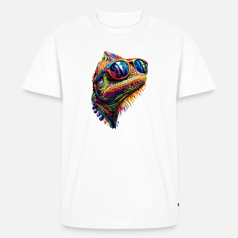 Chamäleon Echse Reptil Chameleon Leguan Eidechse - Männer Premium Bio T-Shirt - Weiß