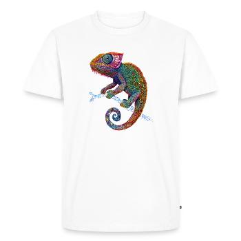Caméléon Lézard Reptile Caméléon Iguane Lézard - T-shirt Premium bio Homme - blanc - Devant - Nico (187cm)