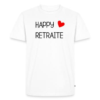 RETRAITE. RETRAITE. RETRAITEE. RETRAITE.  - T-shirt Premium bio Homme - blanc - Devant - Nico (187cm)