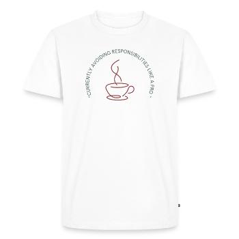 Minimalist Coffee Cup Line Art Design - Men's Premium Organic T-Shirt - white - Front - Nico (187cm)