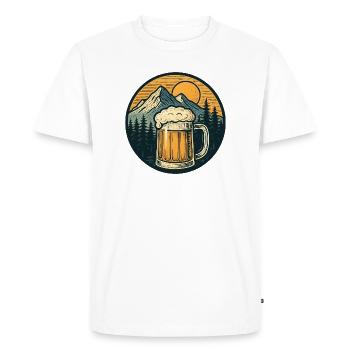 Chope de bière de forêt de montagne coucher de soleil - T-shirt Premium bio Homme - blanc - Devant - Nico (187cm)