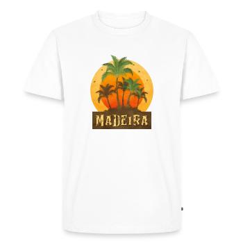 Coucher de soleil avec palmiers Madère Design - T-shirt Premium bio Homme - blanc - Devant - Nico (187cm)