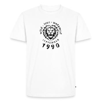 35. Geburtstag Sauvage, libre et indompté depuis 09/1990 - T-shirt Premium bio Homme - blanc - Devant - Nico (187cm)