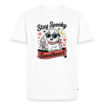 Stay Spooky Sweetheart Rétro Mignon Halloween Fantôme - T-shirt Premium bio Homme - blanc - Devant - Nico (187cm)