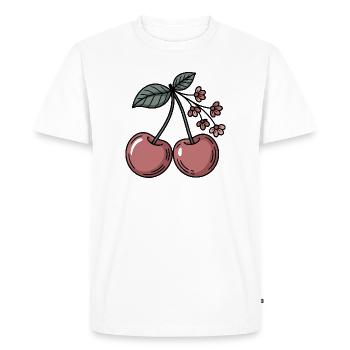Fleurs de cerisier douces graphiques de cerisier - T-shirt Premium bio Homme - blanc - Devant - Nico (187cm)