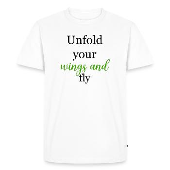 Unfold Your Wings and Fly Freedom Potential	 - Men's Premium Organic T-Shirt - white - Front - Nico (187cm)