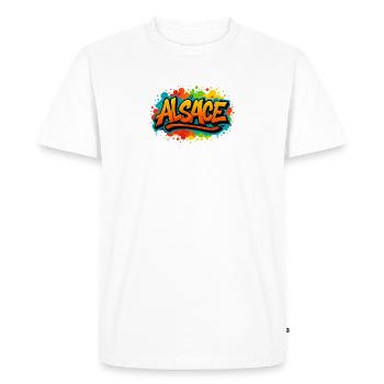 Magical Alsace Graffiti Design T-shirt - Men's Premium Organic T-Shirt - white - Front - Nico (187cm)