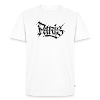 Lettrage style graffiti Paris - T-shirt Premium bio Homme - blanc - Devant - Nico (187cm)